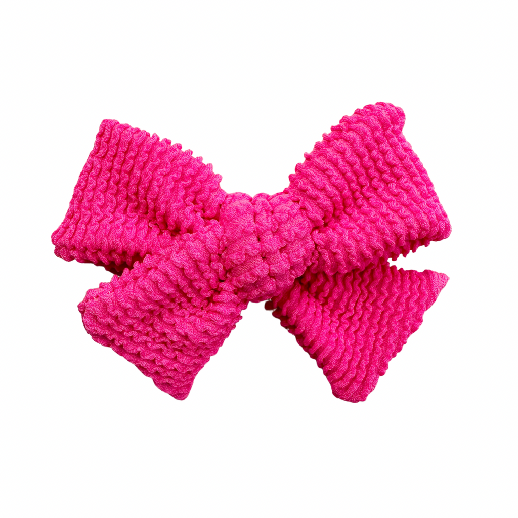 Hot Pink Seersucker Swim :: Mini Voyager Bow