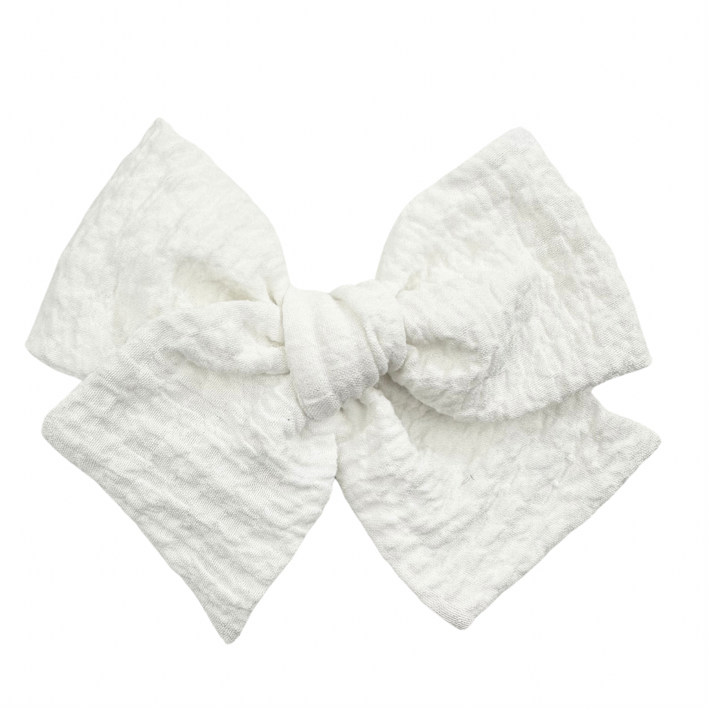 White Textured Crepe :: Voyager Bow