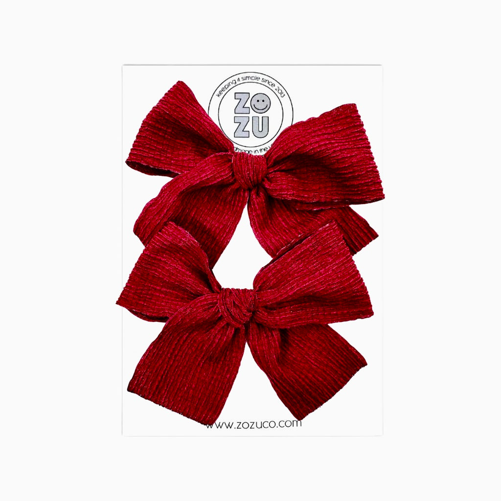 Deep Red Crinkle :: Mini Voyager Ribbon Pigtail Set