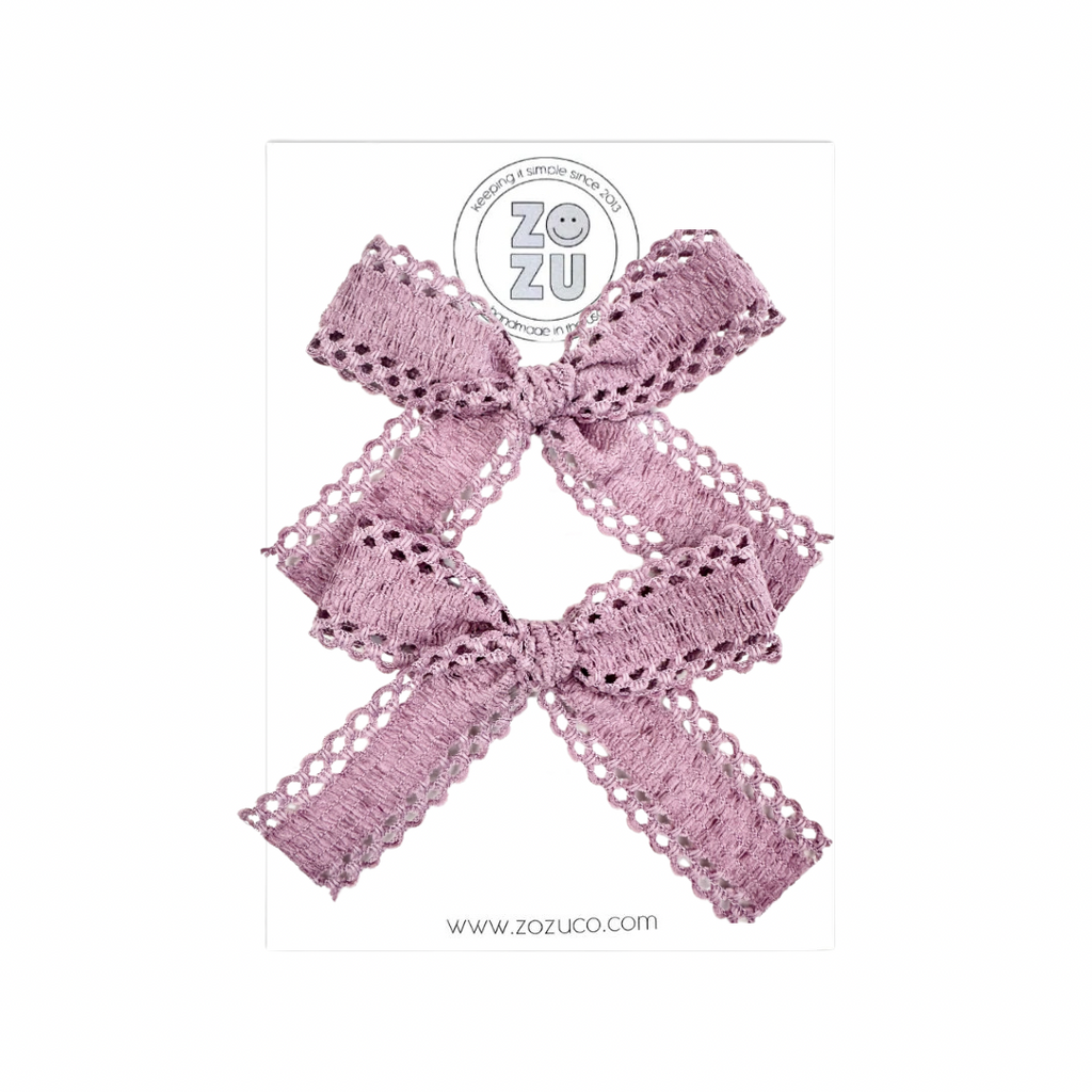 Orchid Velvet Scallop :: Mini Explorer Ribbon Pigtail Set