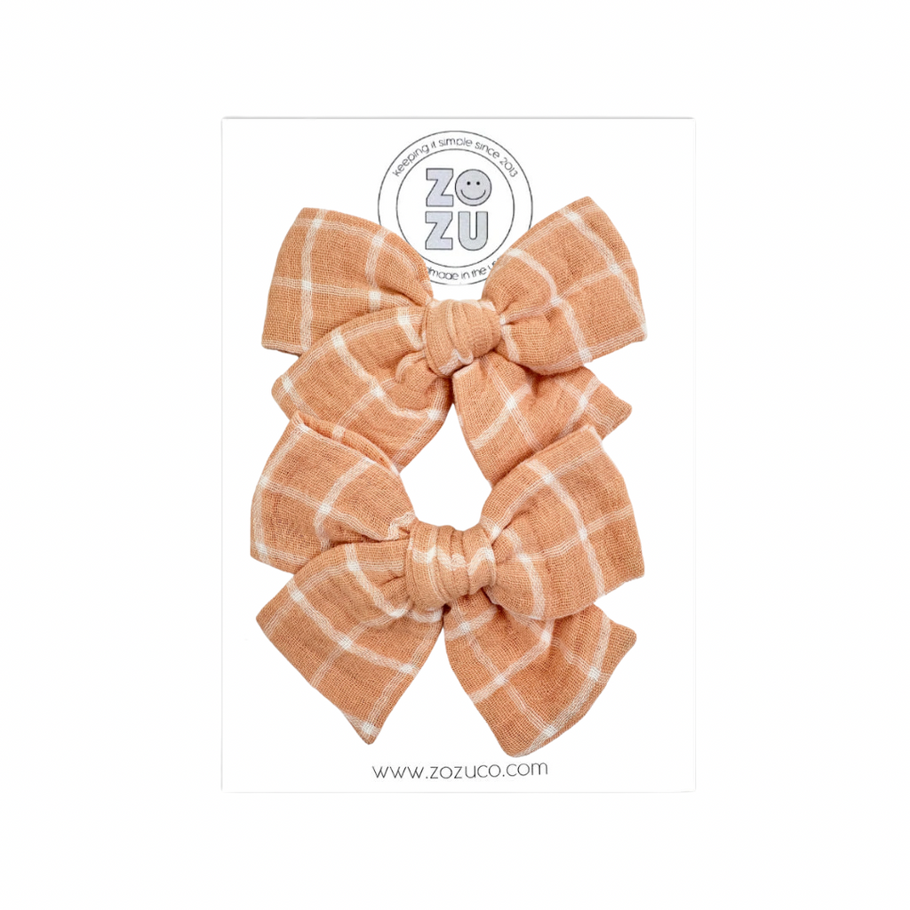 Apricot Grid Double Gauze :: Mini Voyager Pigtail Set