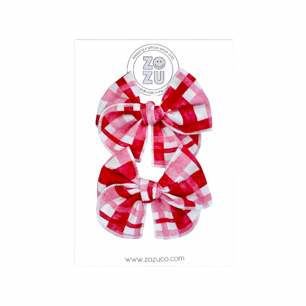 Valentine Plaid :: Mini Traveler Pigtail Set