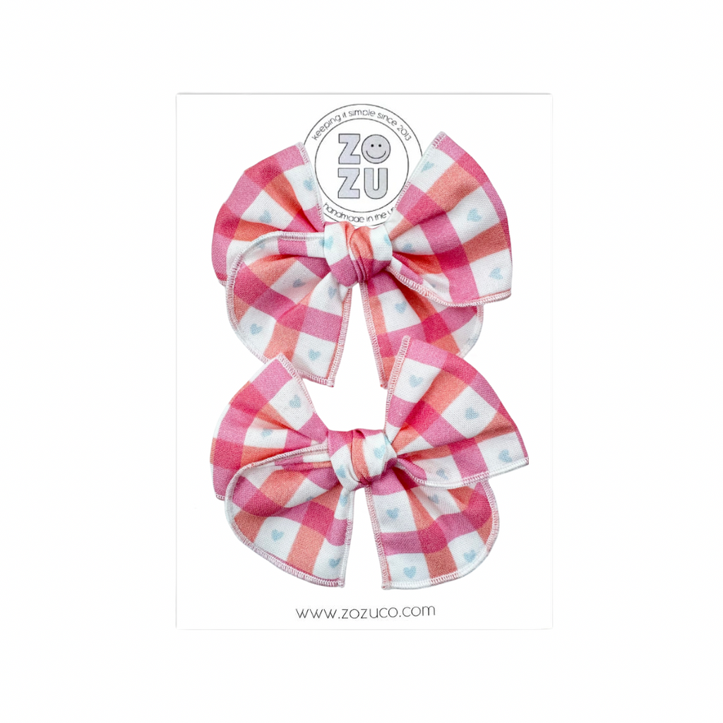 Valentine Gingham :: Mini Traveler Pigtail Set