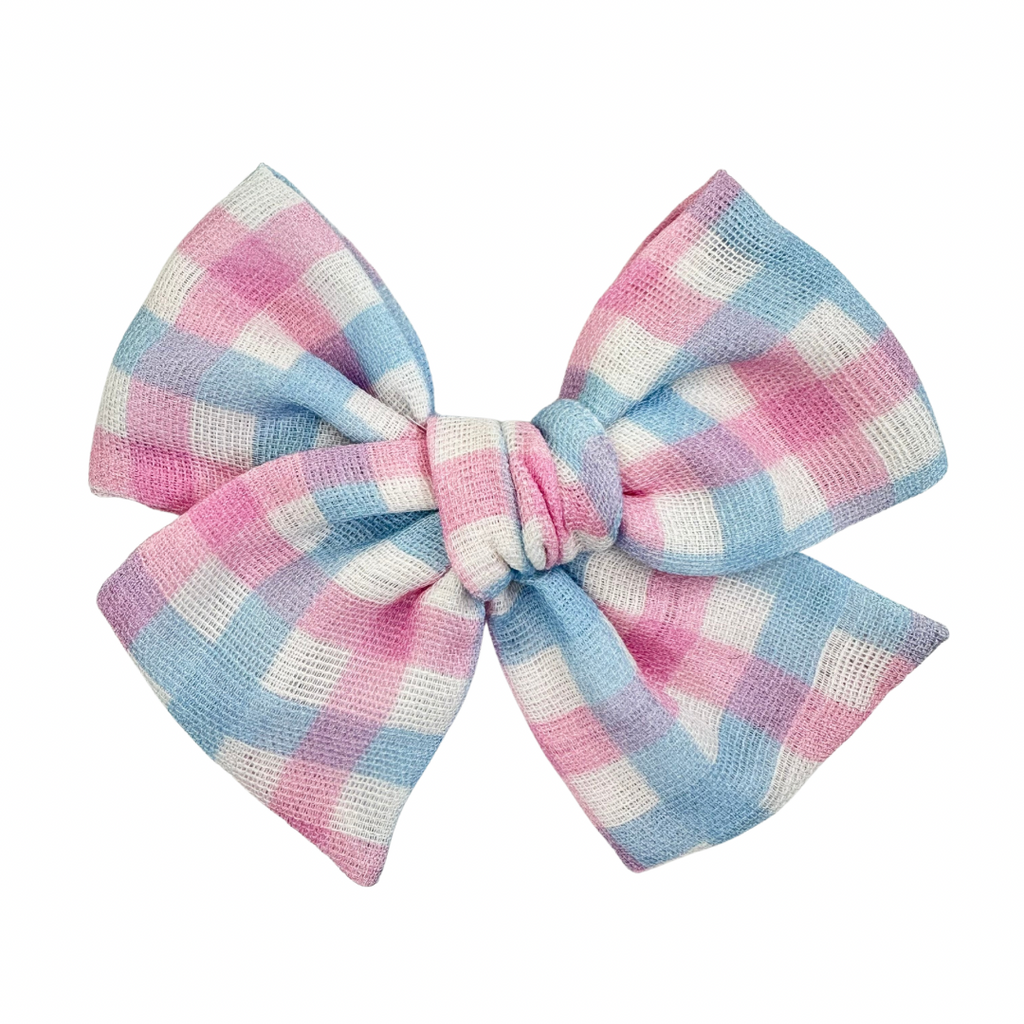 Pink & Blue Plaid :: Voyager Bow