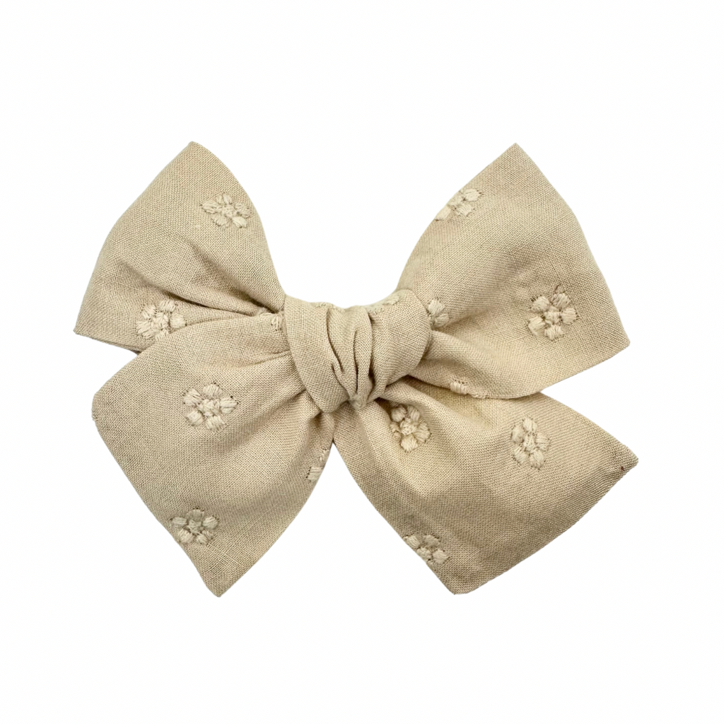 Khaki Embroidered :: Mini Voyager Bow