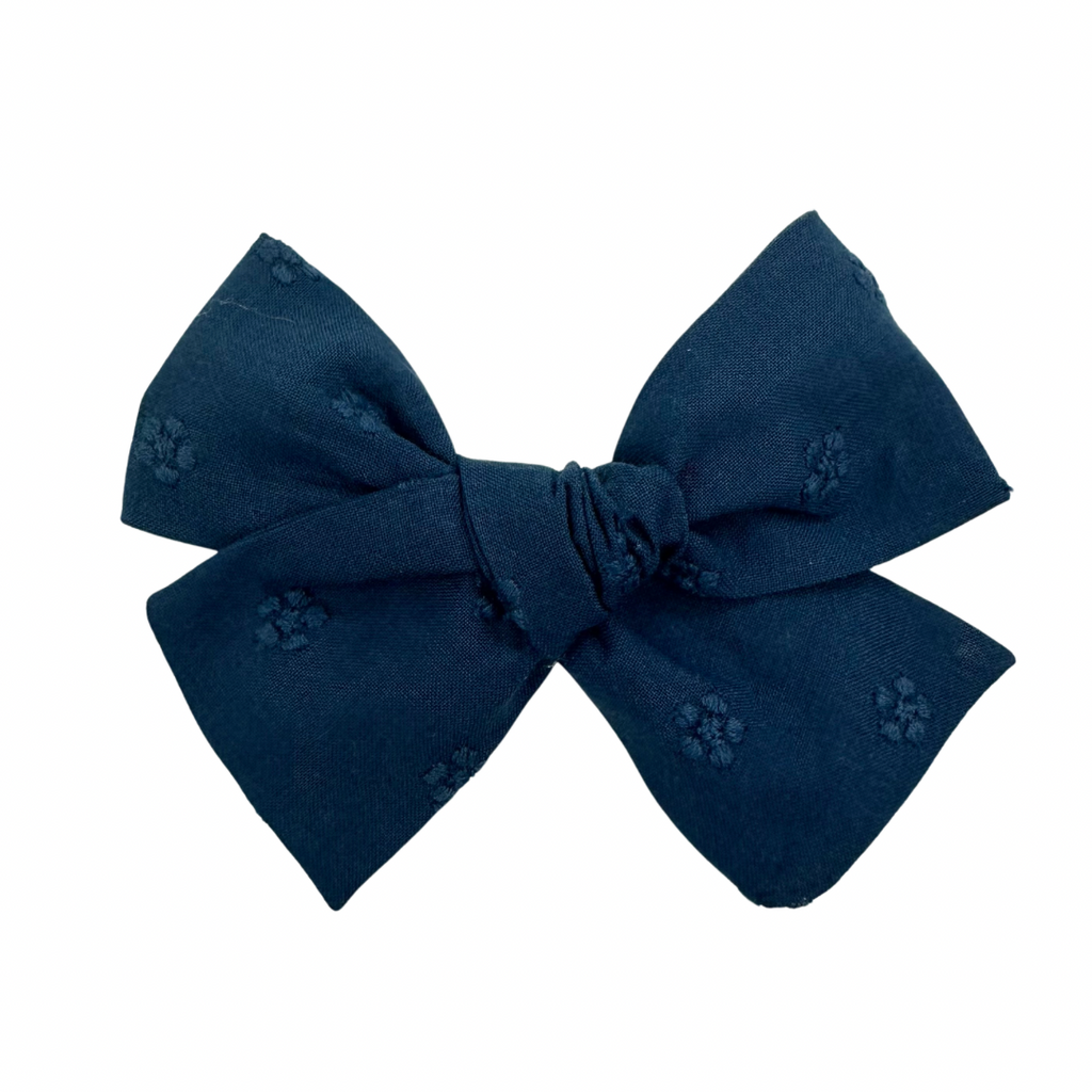 Navy Embroidered :: Mini Voyager Bow