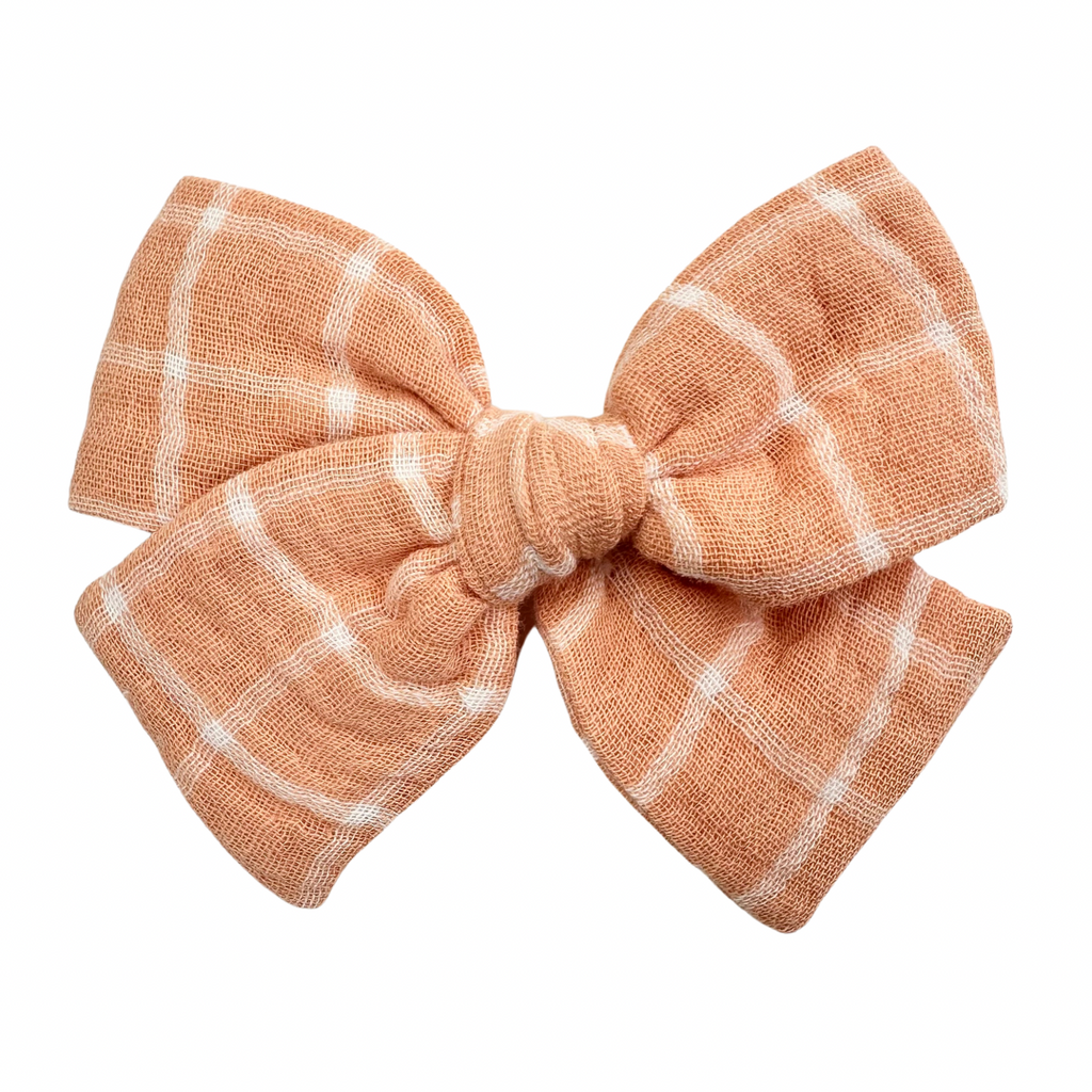 Apricot Grid Double Gauze :: Mini Voyager Bow