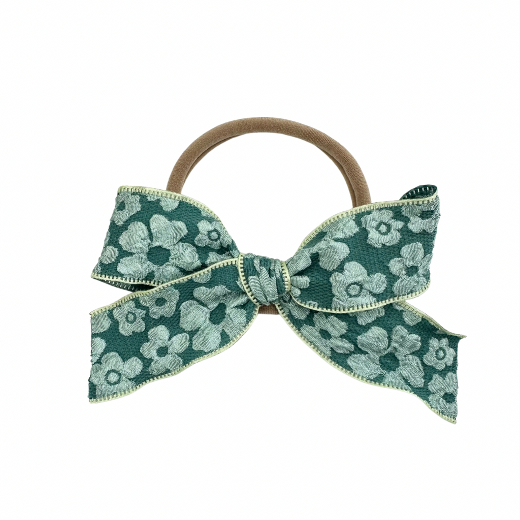 Green Embossed Floral :: Ribbon Mini Explorer Bow