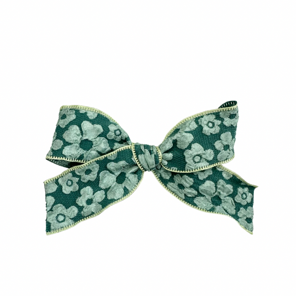 Green Embossed Floral :: Ribbon Mini Explorer Bow