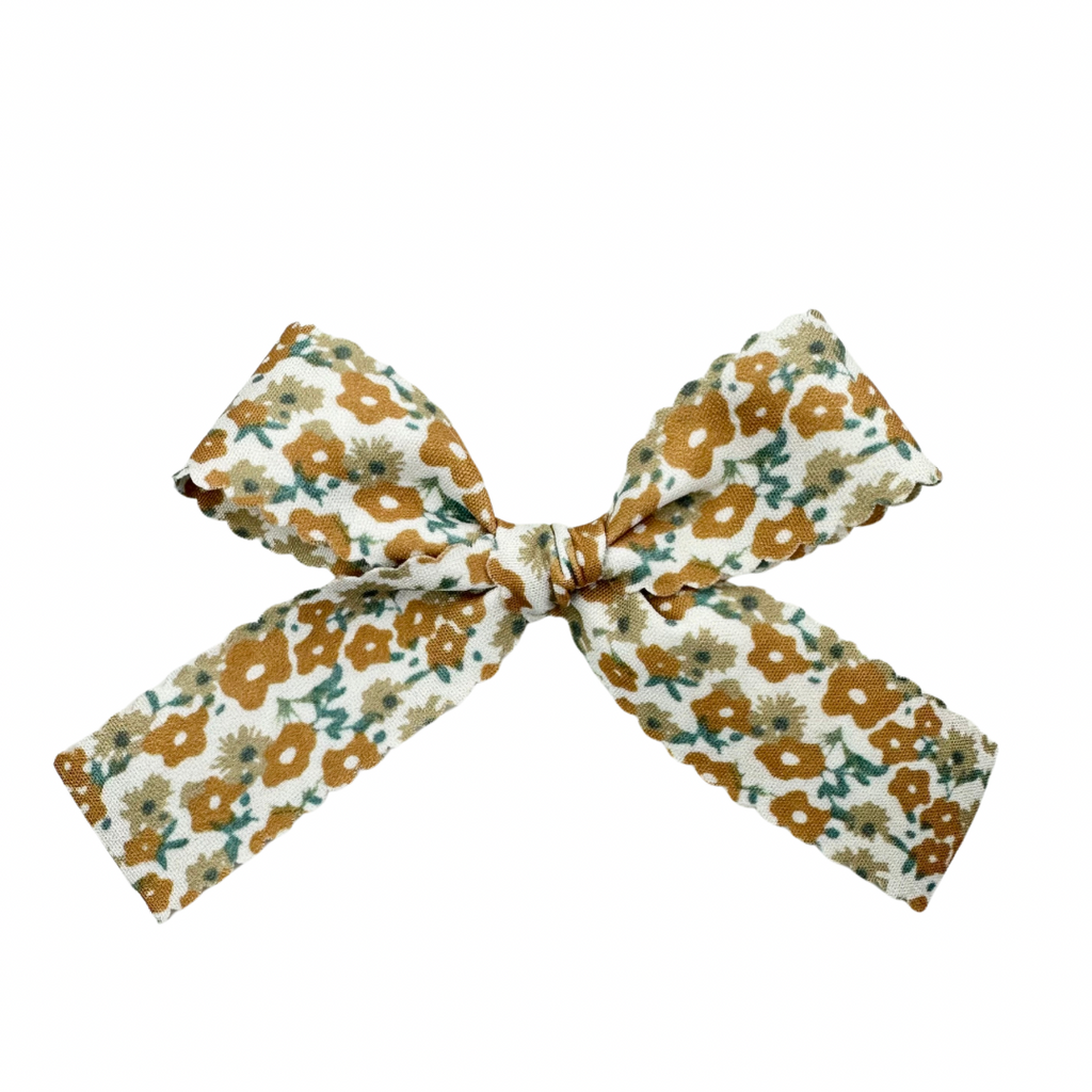 Rust Floral Scallop :: Ribbon Mini Explorer Bow