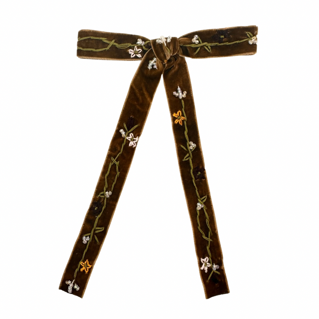 Chocolate Embroidered Velvet :: Ribbon Pioneer