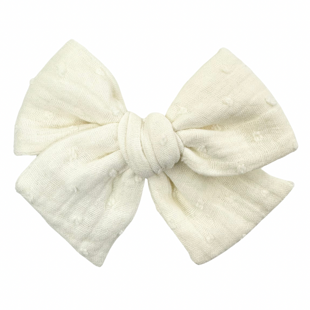 Cream Swiss Dot Double Gauze :: Voyager Bow