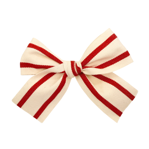 Red Ticking Stripe :: Ribbon Mini Explorer Bow