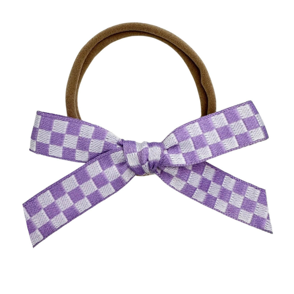 Lavender Check :: Ribbon Mini Explorer Bow