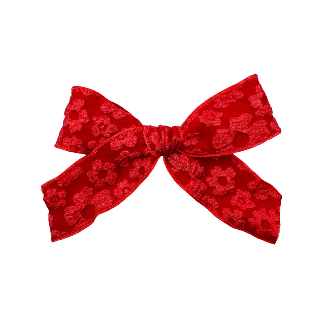 Red Embossed Floral :: Ribbon Mini Explorer Bow