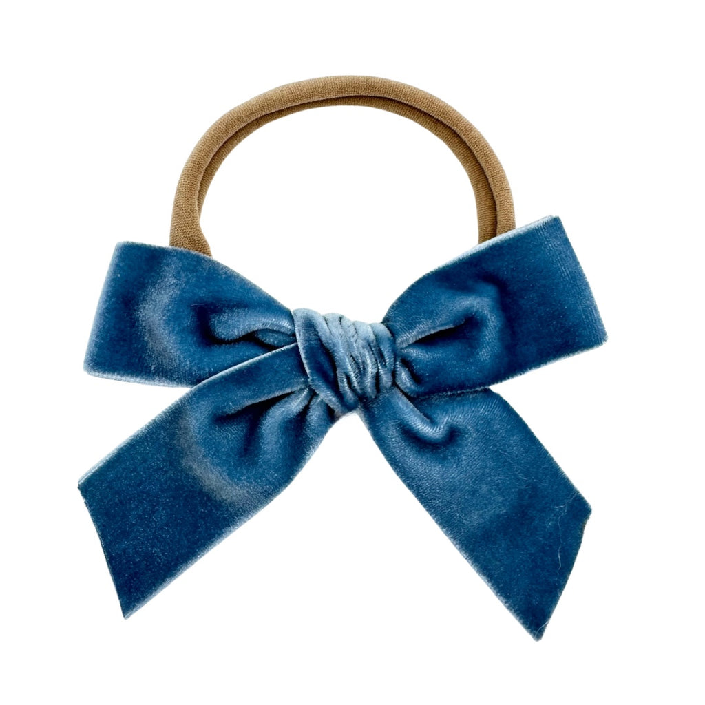 Steel Blue Velvet :: Ribbon Mini Explorer Bow