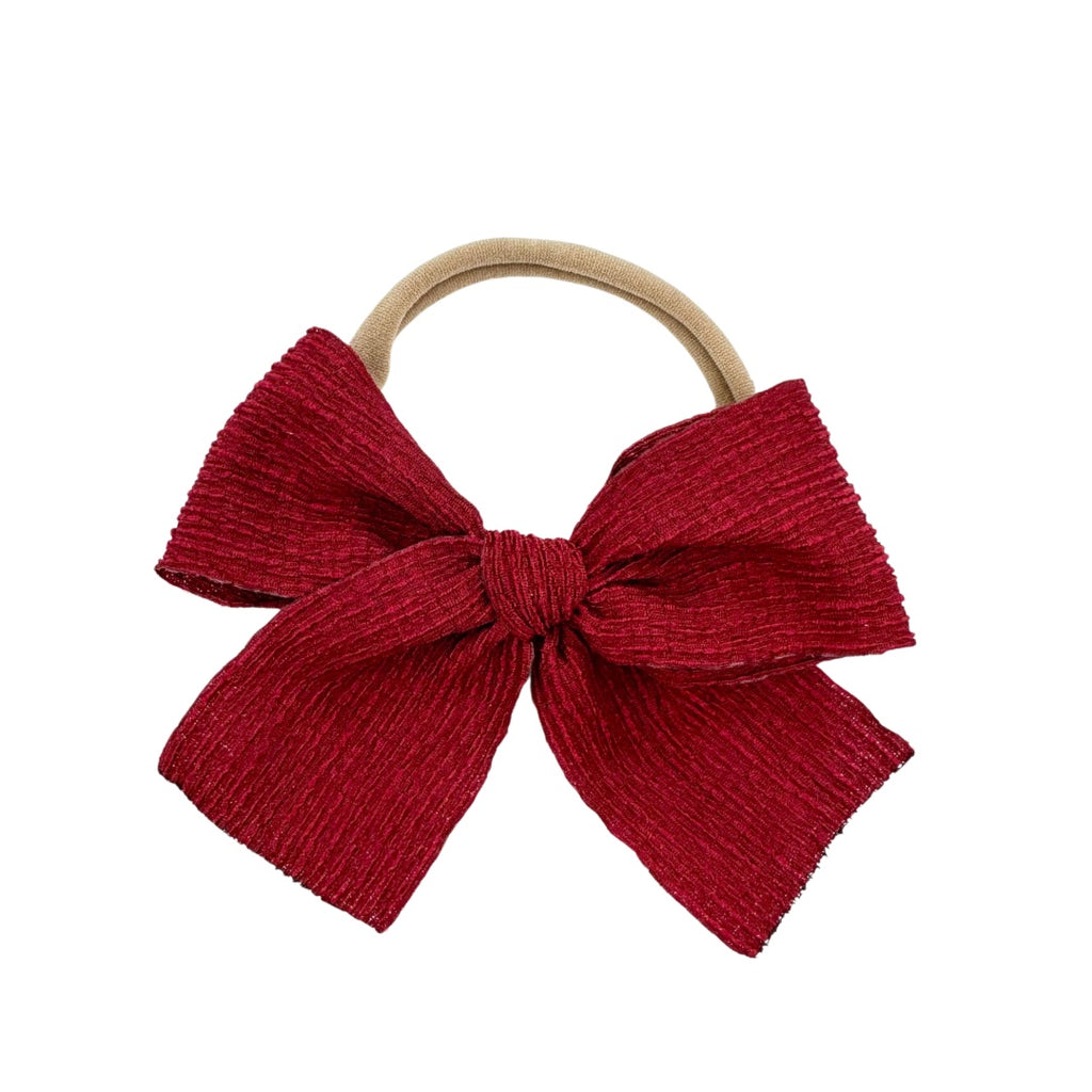 Deep Red Crinkle :: Ribbon Mini Voyager Bow