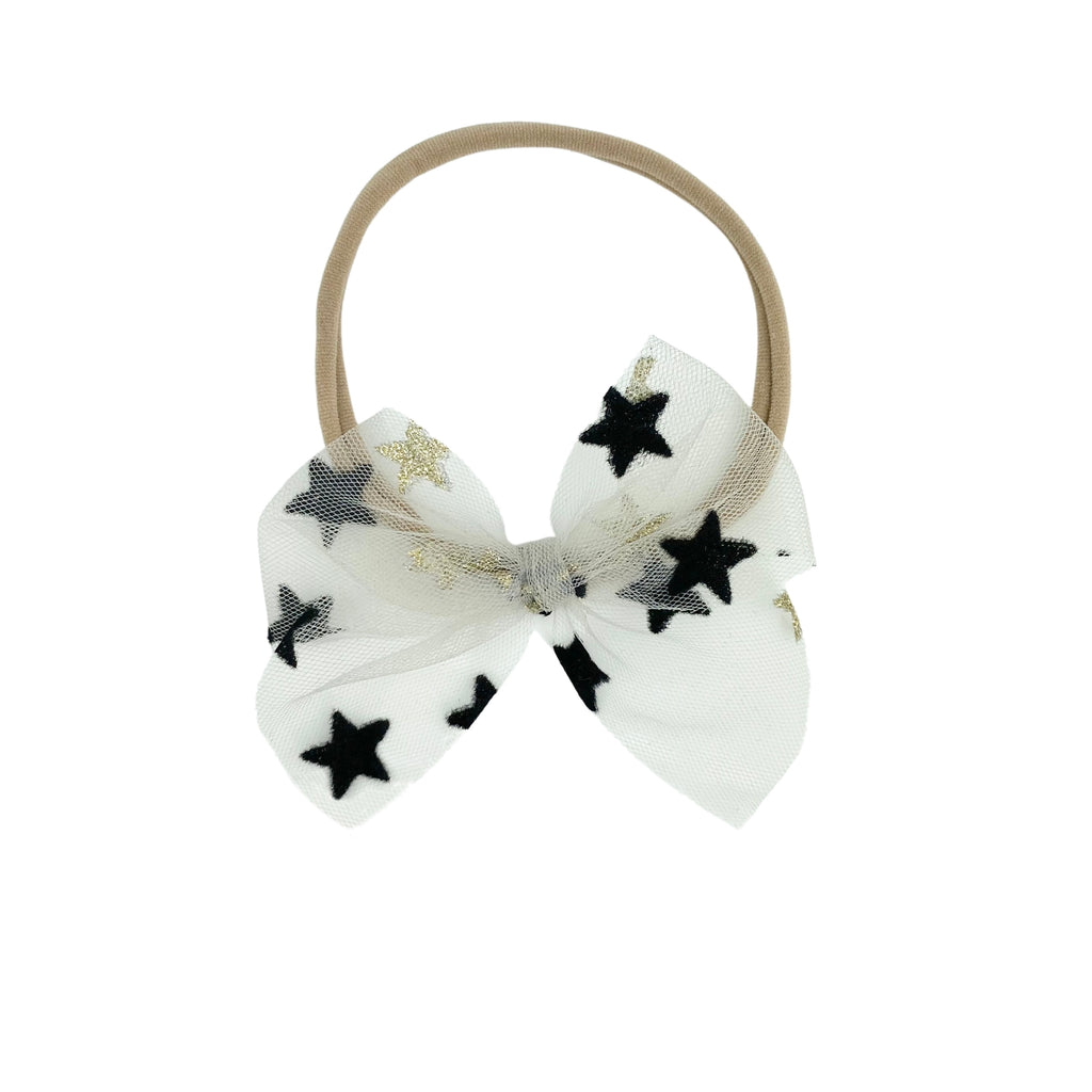 Black and Gold Stars :: Mini Voyager Bow