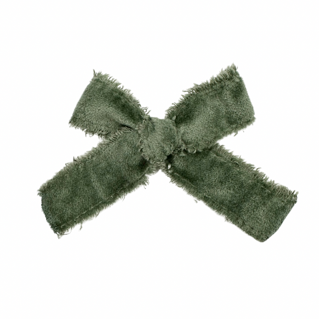 Green Raw Edge Velvet :: Ribbon Mini Explorer Bow