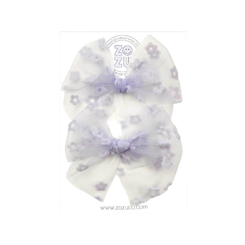 Lavender Floral Tulle :: Mini Traveler Pigtail Set
